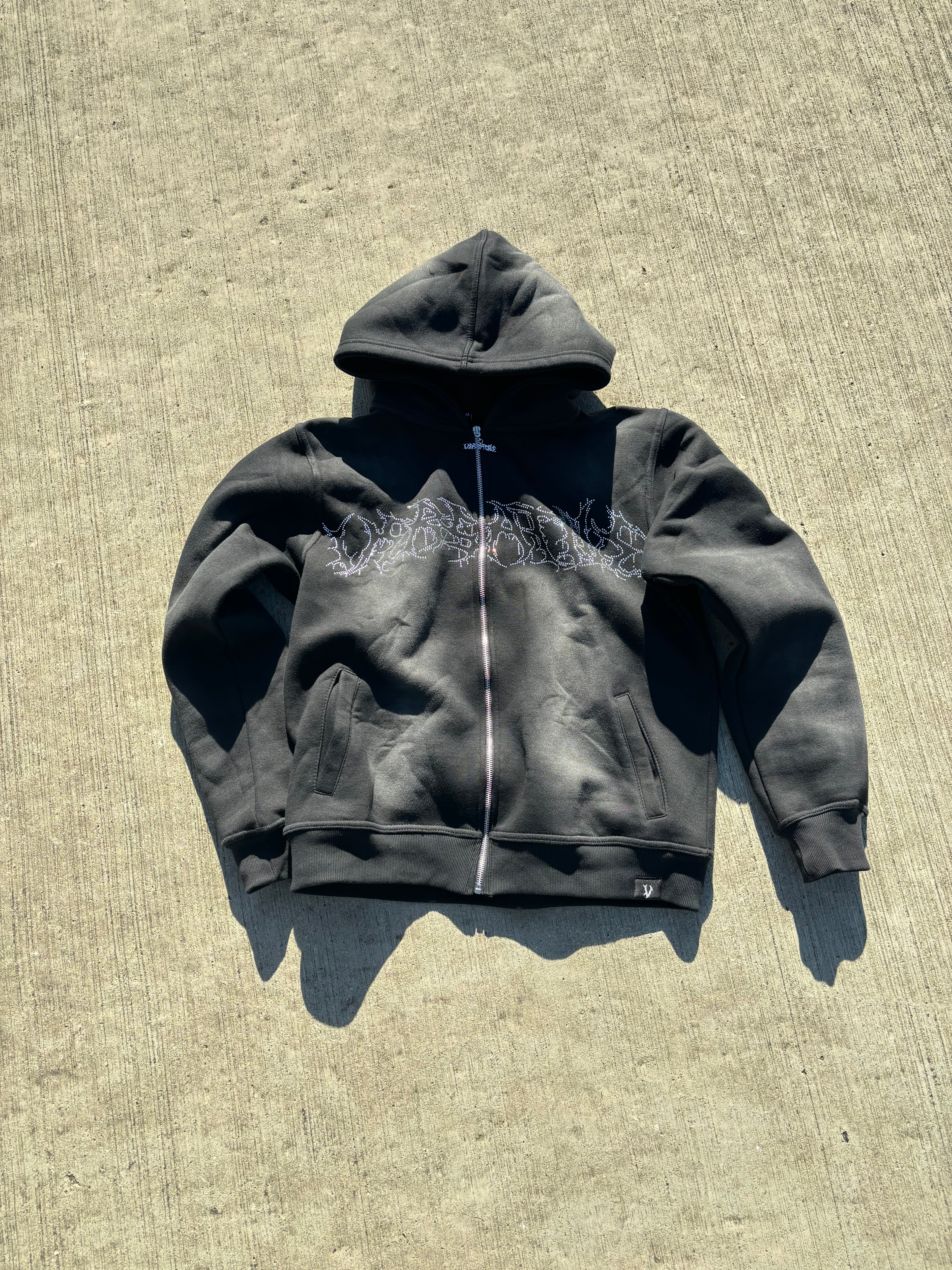 Versatile Rhinestone Zip Up
