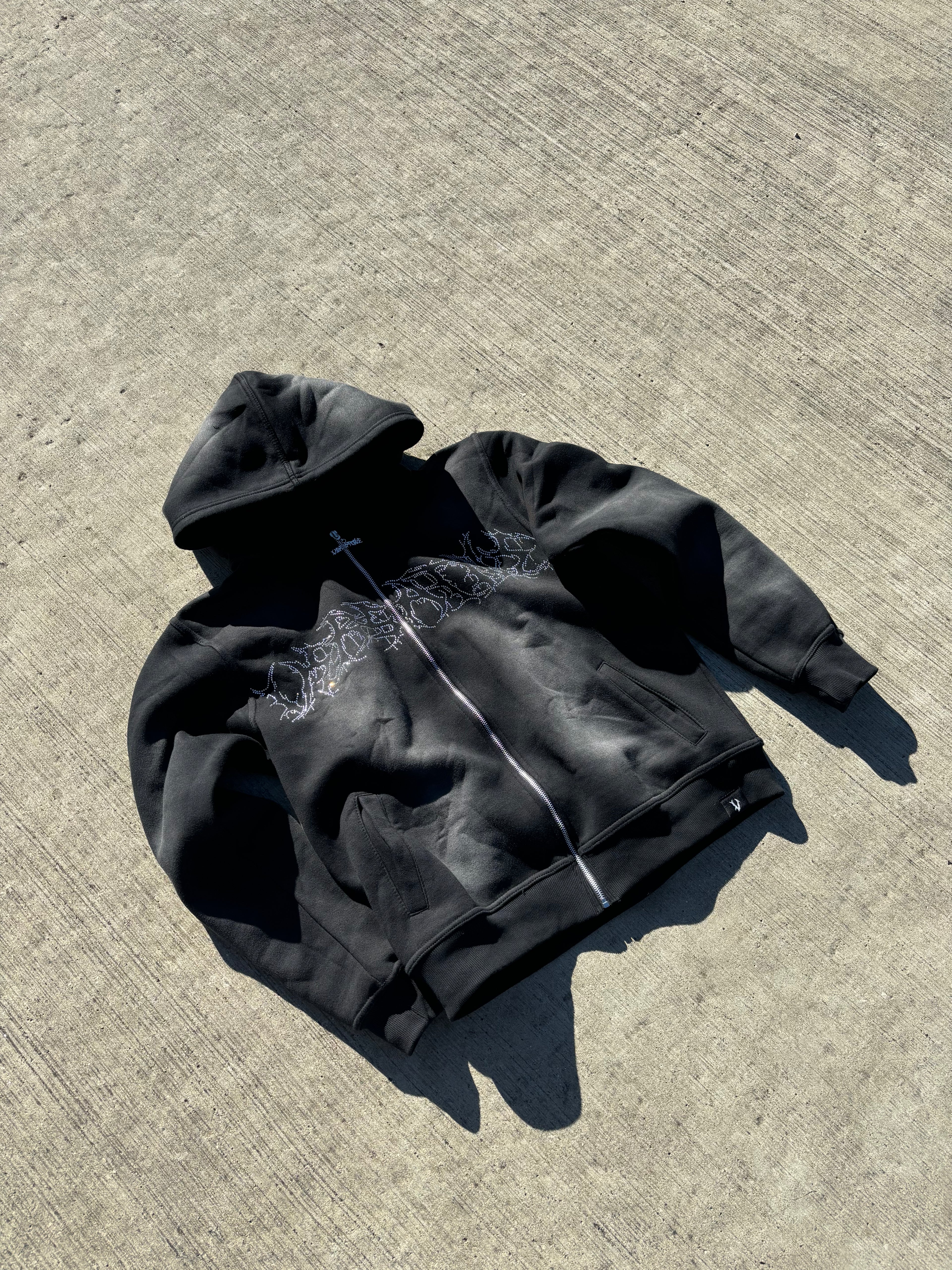 Versatile Rhinestone Zip Up