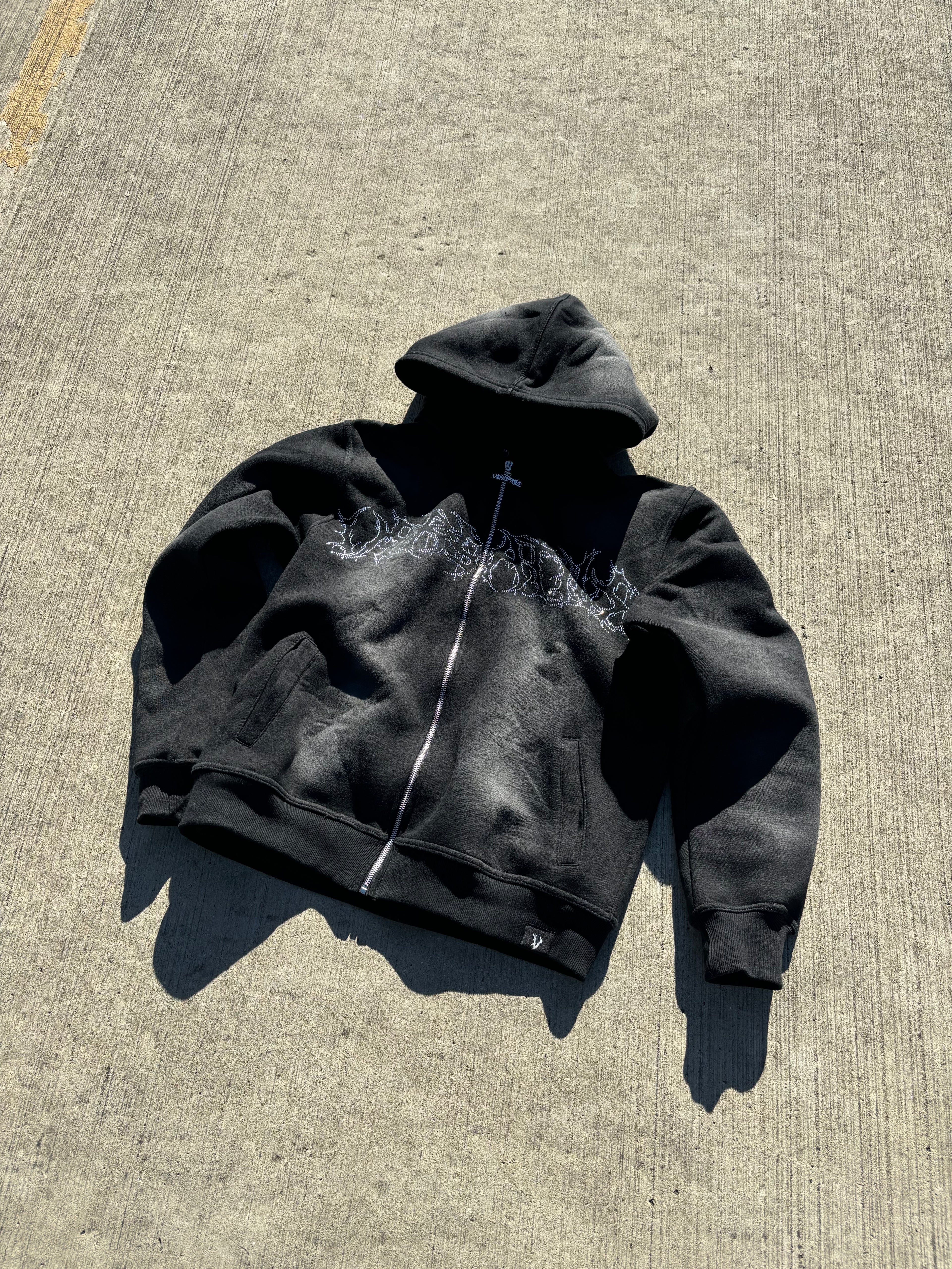 Versatile Rhinestone Zip Up